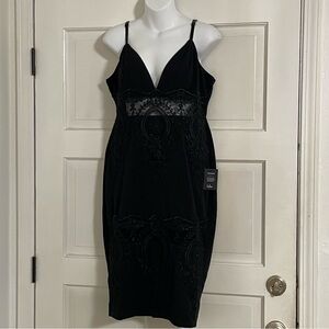 NEW Lulus‎ V-Neck Lace See Through Black Minidress
